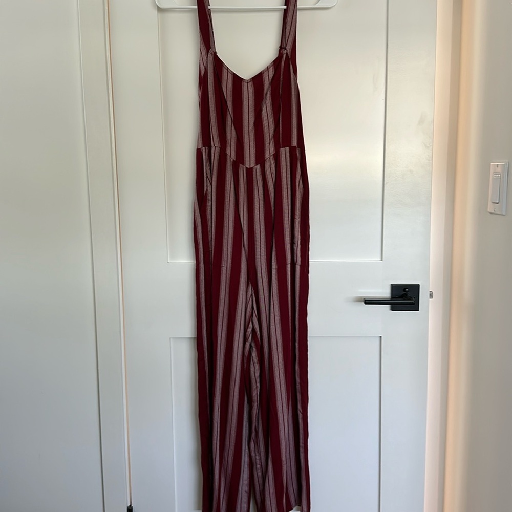 American Eagle Red & White Striped Jumpsuit XS Short